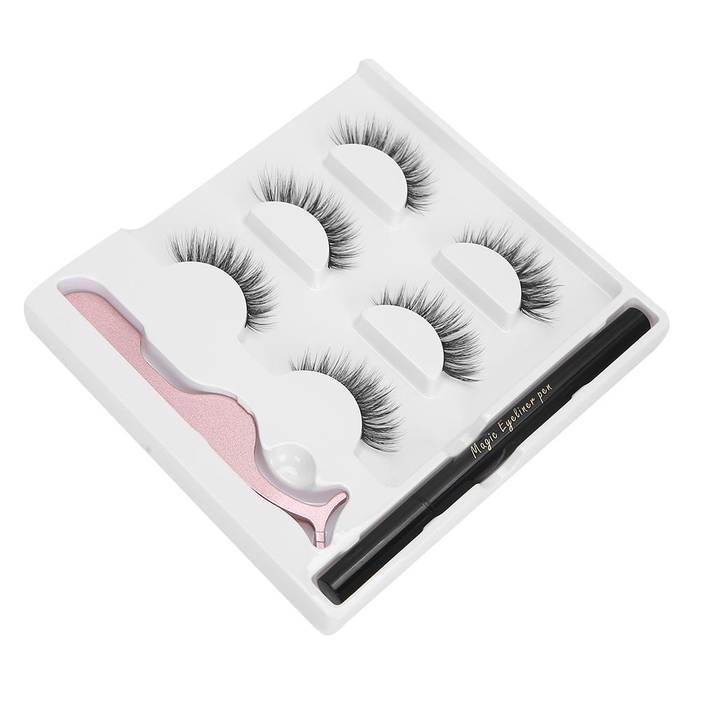 SelfAdhesive Eyeliner Water Liquid Eyeliner False Eyelashes Tweezers Makeup Tool Set(E25 Green Box )