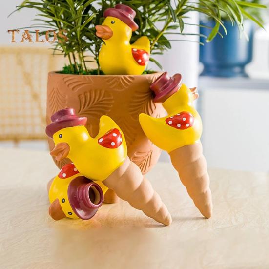 4 Pcs Duck Shaped Self-Watering Spikes Ceramic Watering Globe Automatic Penetrating Waterer for Potted Plants Garden Plants