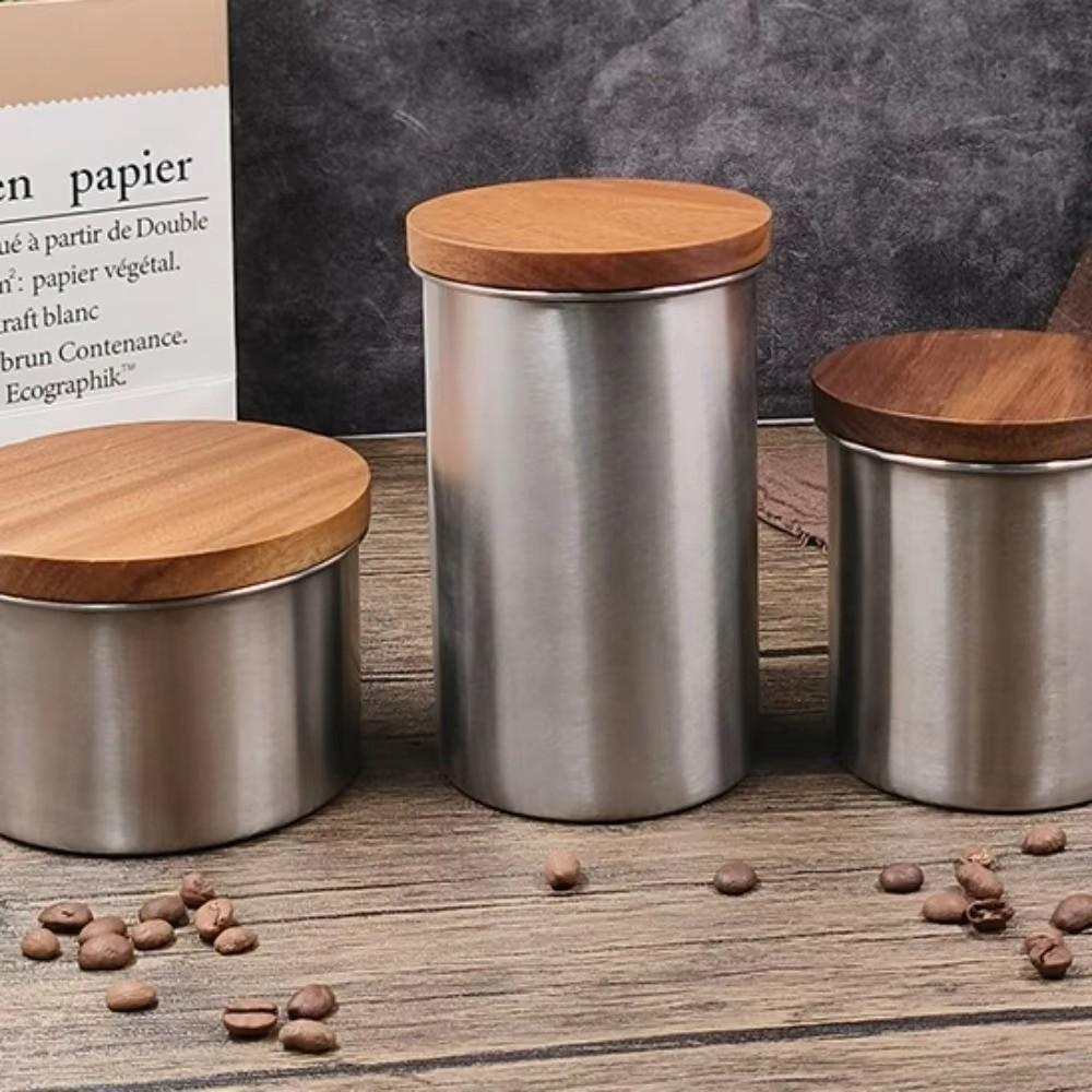 Stainless Steel Coffee Canisters 400ml/450ml/600ml Sealed Jar Food Storage Container