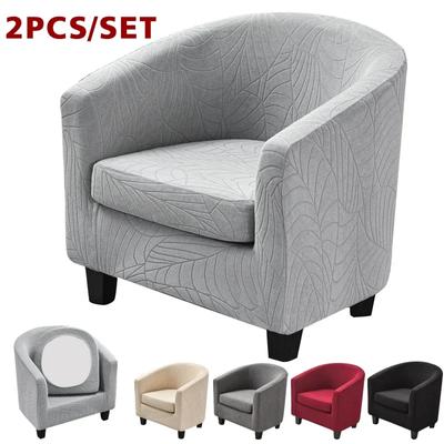 Funda de Sillón Club de 2 Piezas Elástica Cubre Sillón Jacquard Funda para Sillón Tipo Taza Cubre Sofá para Protector de Muebles de Sala de Estar