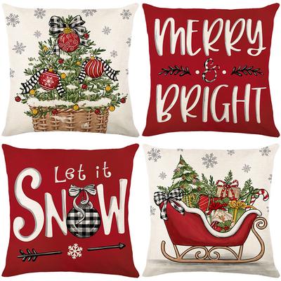 Christmas Decorative Throw Pillow Cover Polyester Printed Sofa Home Cushion Cover Bedroom Cushion Cover
