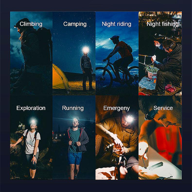 8000LM XHP360 Leistungsstarke LED-Stirnlampe USB-wiederaufladbare Stirnleuchte Hohe Leistung LED-Stirnlampe 18650 Stirnlampe Angel-Laterne