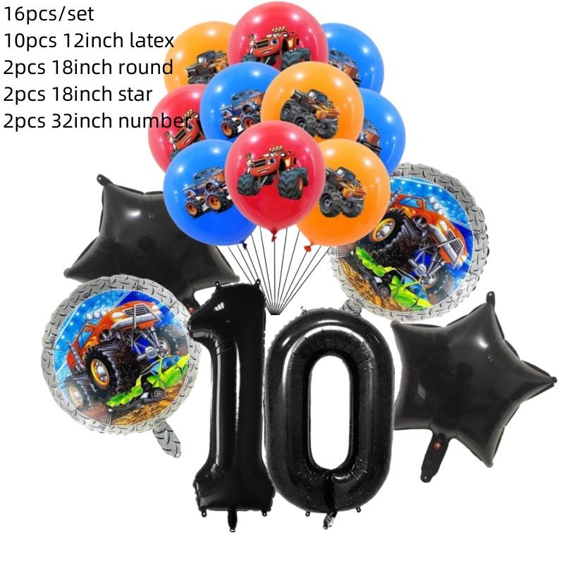 15Pcs Monster Truck Balloon Car Themed Birthday Foil Ballons Dump Truck Helium Balloon Boy Birthday Party Decor Supplies