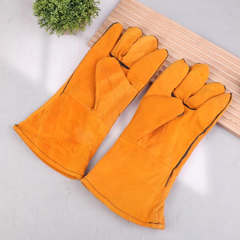 1Pair Heat-Proof Metal Welding Protector Gloves Cowhide Flame-Retardant Welding Work Gloves Mechanic Gloves Tools