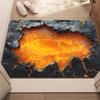 Volcanic Lava 3D Illusion Rectangular Rug, Creative Magma Pattern Floor Mat, Non-Slip Washable Carpet for Living Room & Yoga
