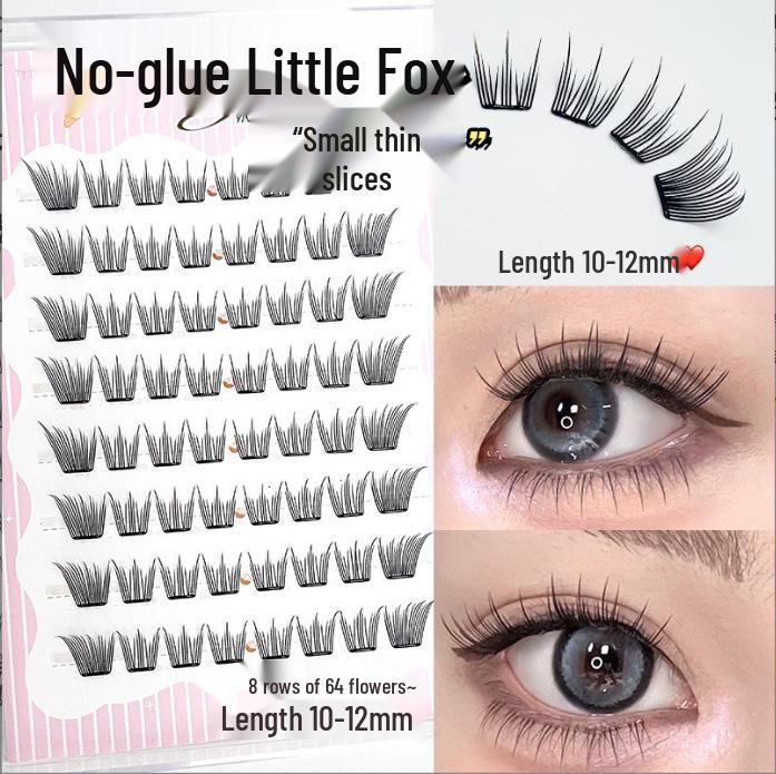 Ying Lier Natural Cluster Fox-Eye Eyelashes - Beginner-Friendly and Glue-Free