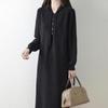 Navava Simple Long Sleeve Solid Hooded Knit Dress No840