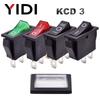 10pcs/lot 15A/250VAC KCD3 Rocker Switch ON OFF/ON-ON/ON-OFF-ON SPST Red Green Blue Yellow Light Black Rorcker Toggle Switch