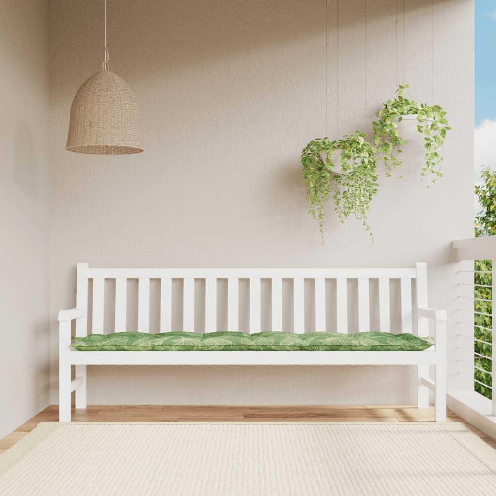 Garden Bench Cushion Leaf Pattern 200 x 50 x 7 cm Fabric
