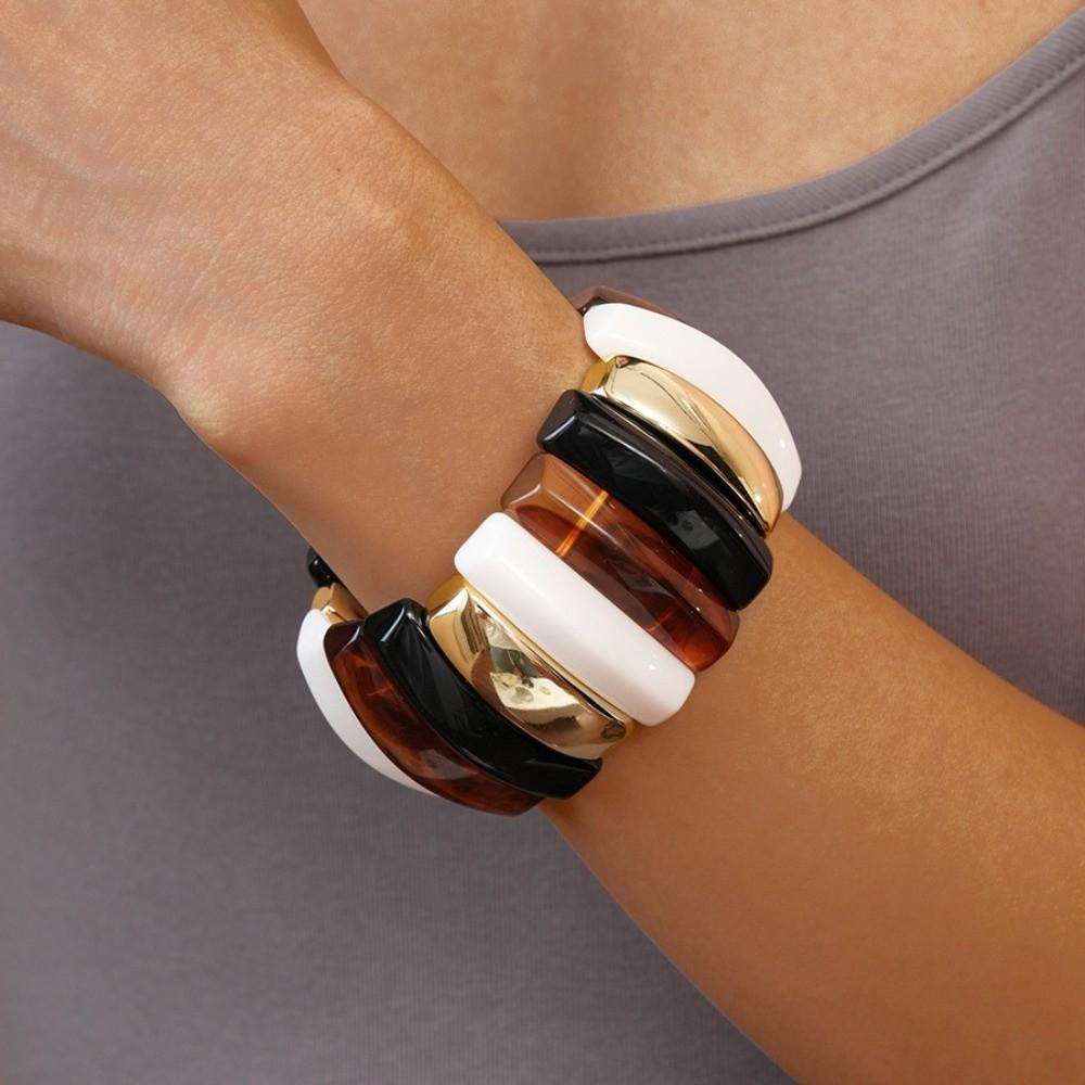 Wide Exaggerated Bracelet Geometric Retro Hand Ring Temperament Acrylic Bangle  Summer