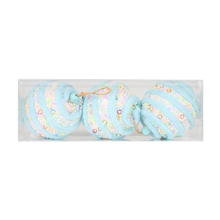 3Pcs Macaron Color Foam Sphere Pendant Christmas Tree Accessories Suitable For Family Or Retail Space Decoration