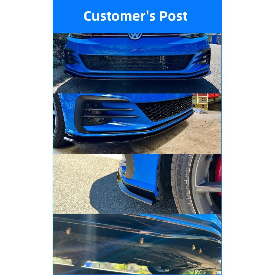 Gloss Black TCR Front Bumper Splitter Lip Kits For Volkswagen Golf MK7.5 GTI 2017-2020