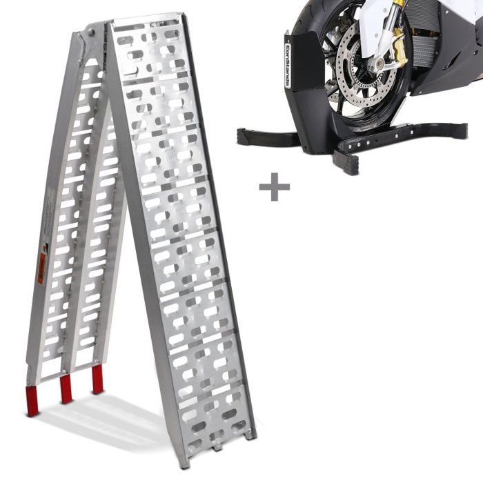 Set: CS1 Loading Ramp + Easy Plus Wheel Chock + Black Lashing Strap