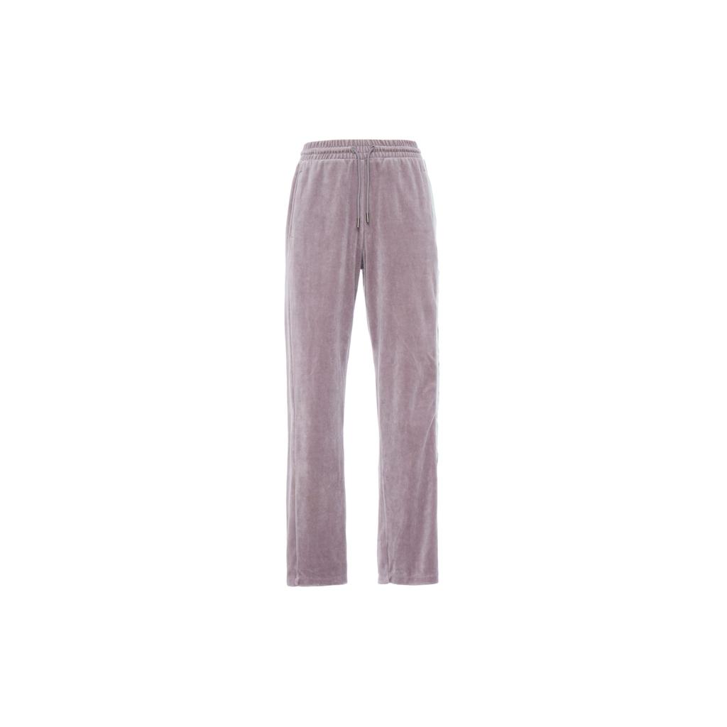 adidas Originals Trefoil Logo Print Side Button Track Pants Women Bottoms Grey Purple IC8126