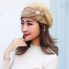 Women Knitted Wool Hats Winter Flower Decorated Warm Female Cap Beanies Fur Hat Gorros Bonnet Soft Breathable Beanie Caps