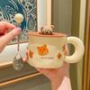 French milk fufu bear mug with lid spoon girls household cute ceramic cup couple breakfast coffee cup