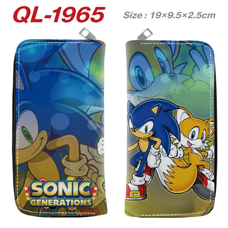 Sonic PU Zip Long Wallet Anime Hedgehog Handbag Clutch Card Holder Coin Purse Blue 1pcs