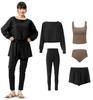 Long Top and Half [Acrais] Women's Swimsuit, Rashguard, Sleeve, 5-Piece Set, Hoodless, Tankini, Bottoms, Pants, Leggings, Al-sh25064lbl-bl-bub