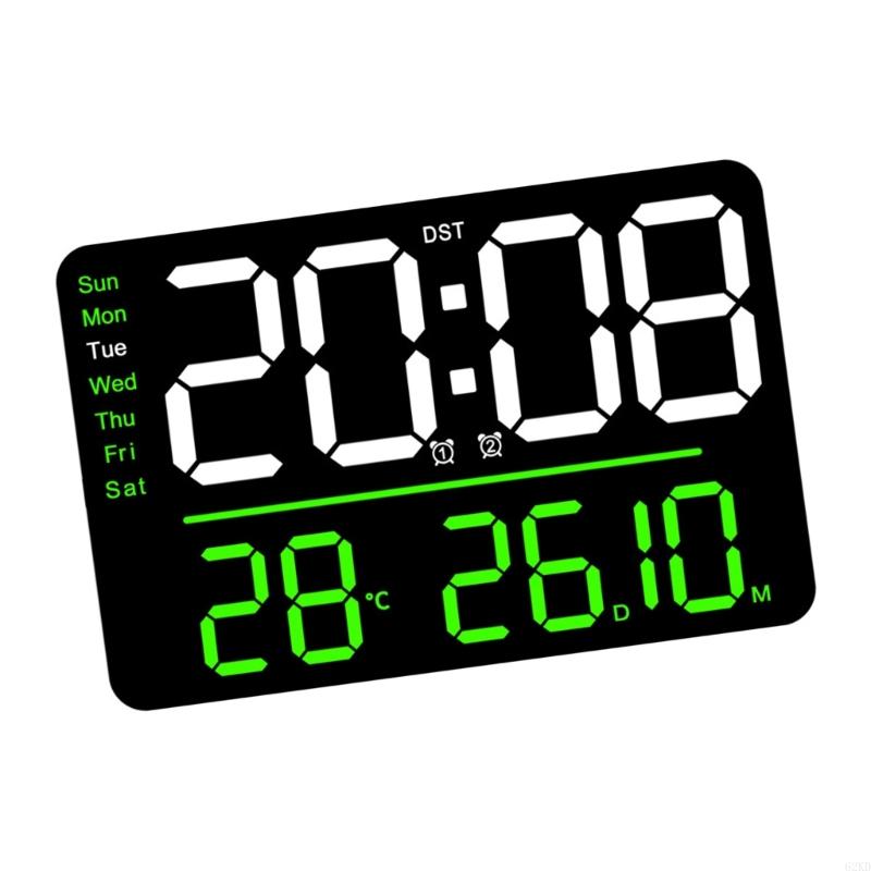 62KD Large Digital Clock Wall Clock with Date Week and Temperature Display Bedroom Office Decors