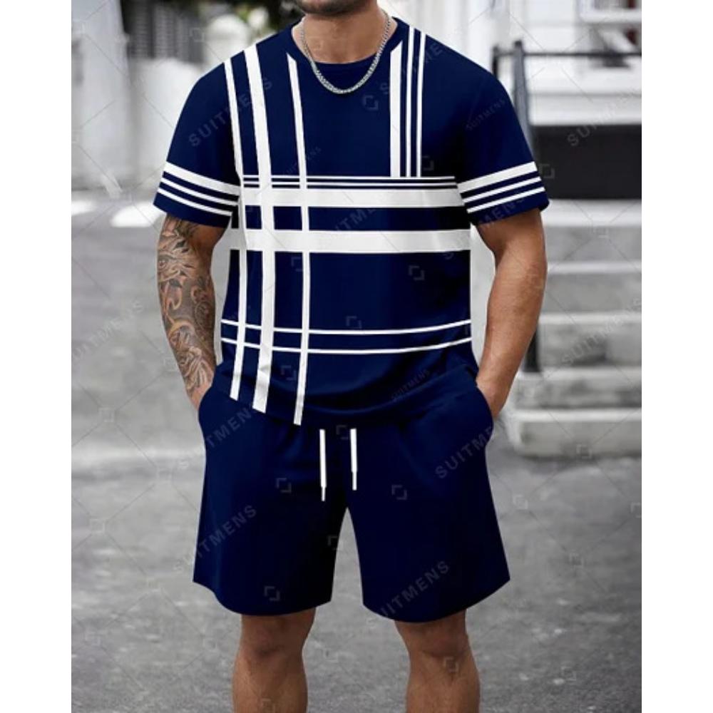 Men's Short-sleeved Shorts Set Casual Fashion Simple Sports Suit Breathable Unisex Sports Clothing