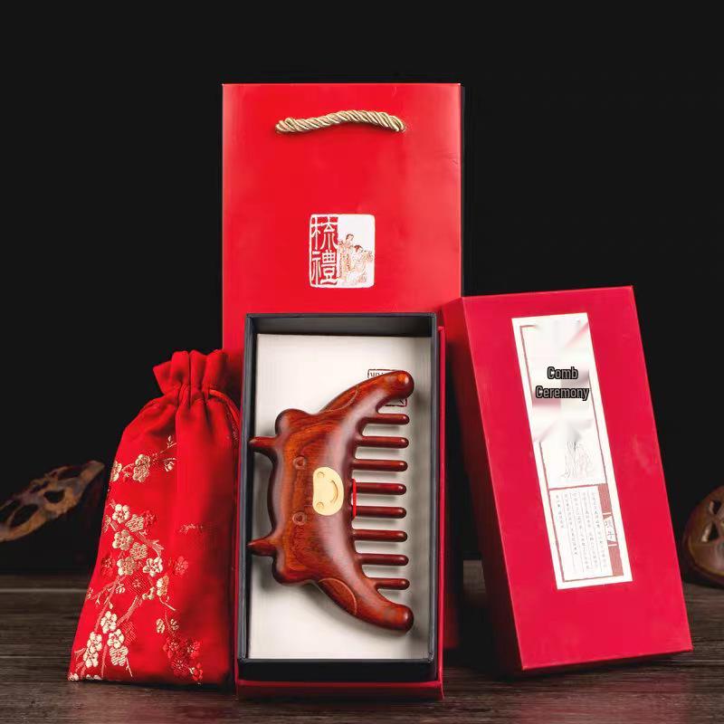 Ancient Style Rosewood & Green Sandalwood Massage Comb Gift Set