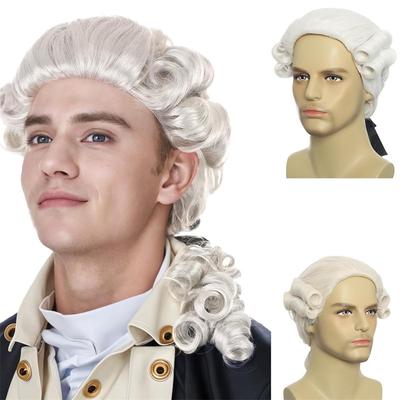 Syntetické vlasy Koloniální Cosplay Paruka pro Právníka Blond Paruky Dlouhé Kudrnaté Vlnité Paruky pro Unisex Dospělé Washingtonský Kostým
