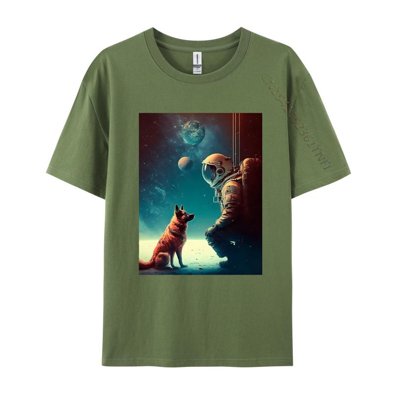 

Astronaut Dog Retro Tshirt Vintage Funny TShirt Cotton Men T Shirts Personalized Tops Shirts Classic Friendship 4XL