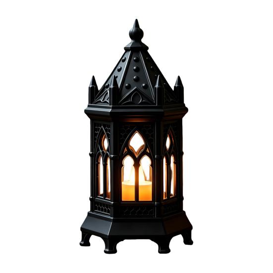 Window Sill Decoration Gothic Cathedral LED Candle Lantern, Church Shaped Flameless Tealight Lamp, Small Gift for Children Spooky Vintage Desktop