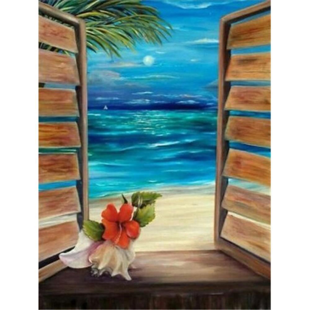 Diamond Painting Seaside Full Square Cross Stitch Kits 5D Diamond Embroidery Landscape Mosaic Door Needlework Home Decor
