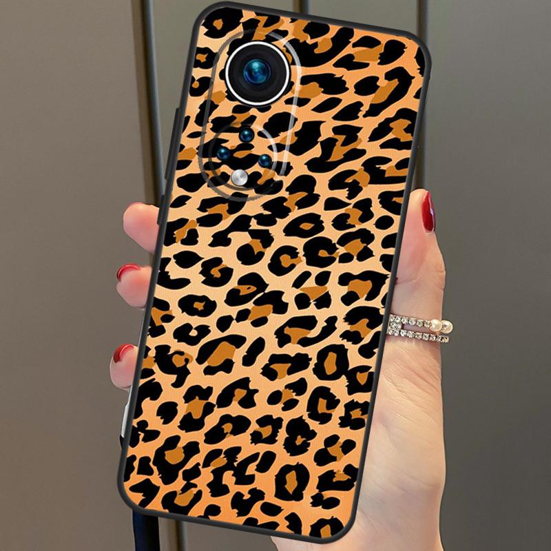 Leopard Print Black Cheetah Pattern Cover For Honor 50 Lite Case For Huawei P20 P30 P40 Pro Nova 9 5T P Smart 2021 8X 9X 10i