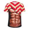 Round neck short sleeved Christmas fake abs pattern T-shirt, ugly Christmas top, men's gift funny 3D printed men's ugly Christmas T-shirt,