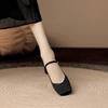 New Autumn Black Polka Dot Diamond Embedded Thick Heel Square Head Single Shoes French Style One Strap High Heel Mary Jane Women