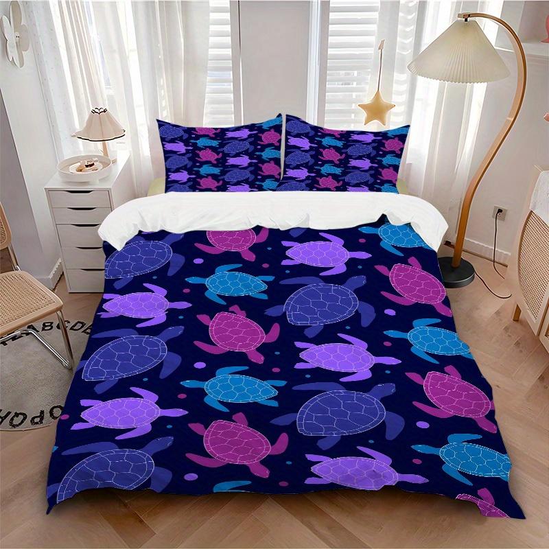 3pcs Turtle Pattern Bedding Set, Breathable and Soft, Suitable for All Seasons, Ideal for Home Use, Suitable for Bedroom Decor 21129