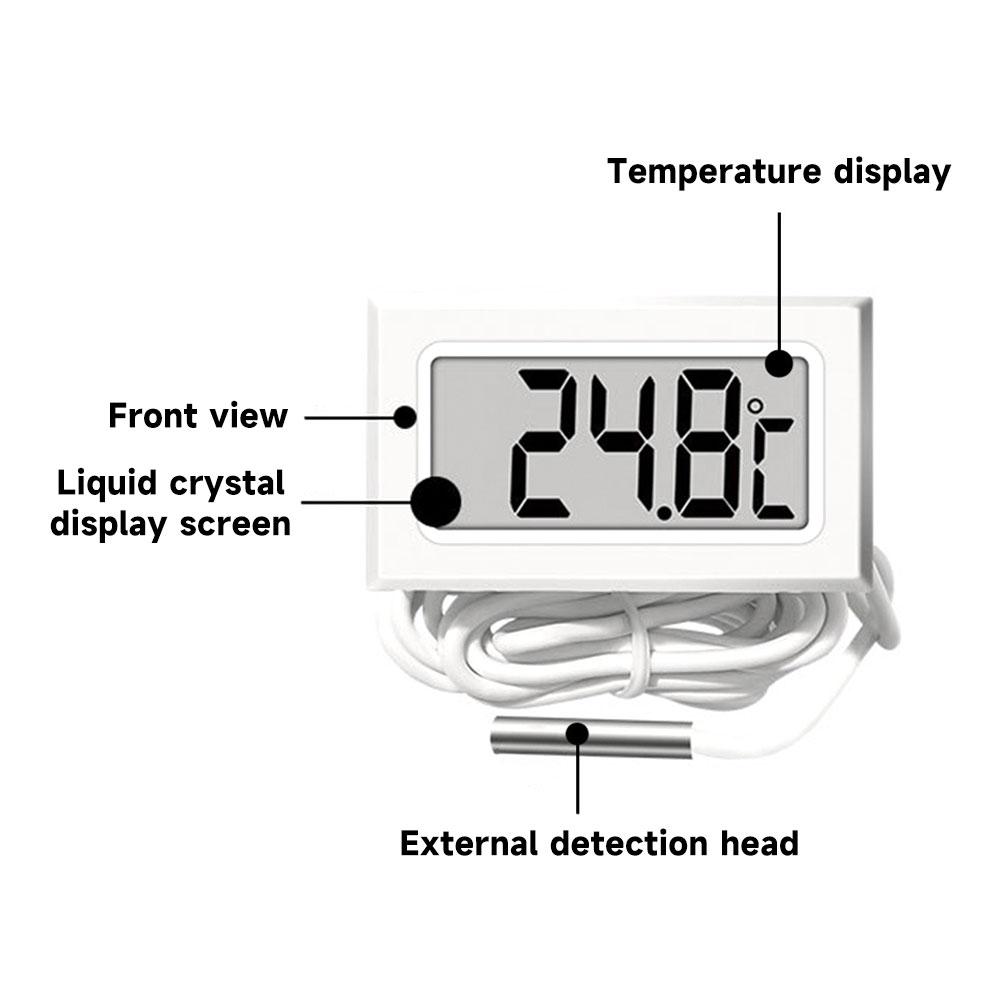 Digital LCD Display Thermometer Hygrometer with Probe Household Digital Thermometer Suitable for Fish Tank Hydroponics