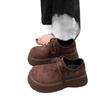 Retro Platform Shoes Women's New Spring and Autumn Small Man Height Increase Muffin Round Head Lace-up Single Shoes