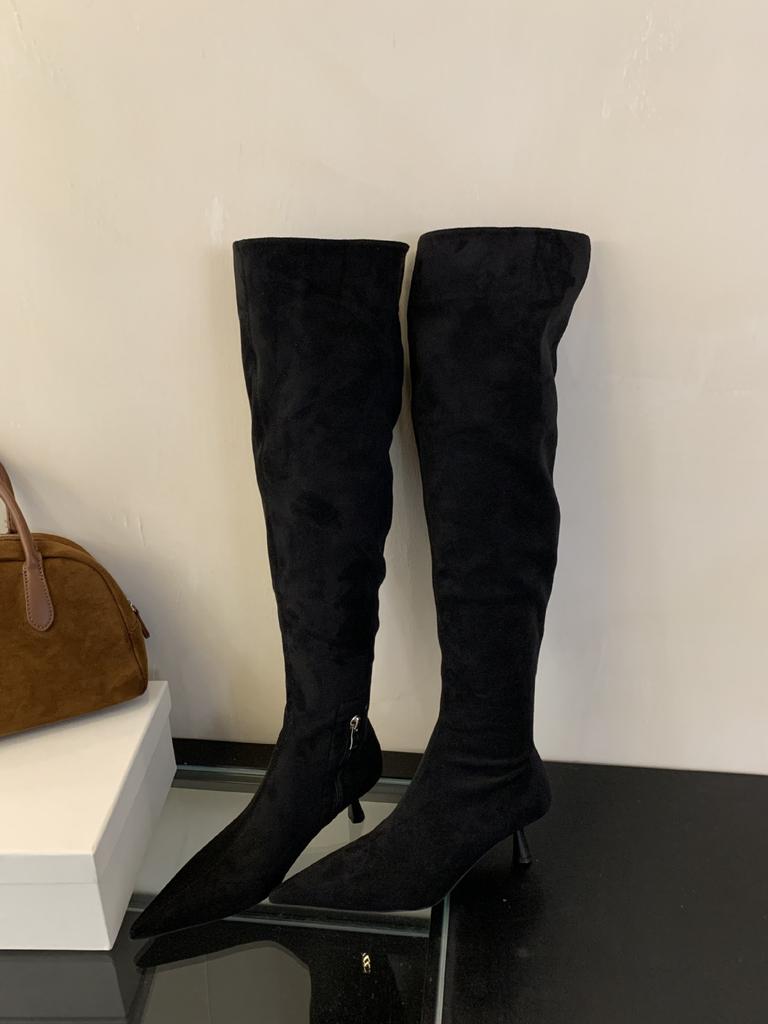 2025 Autumn and Winter New Fashion Versatile Versatile But Knee Long Tube Stacking Boots Thin Heel High Heel Western Cowboy Boots Women