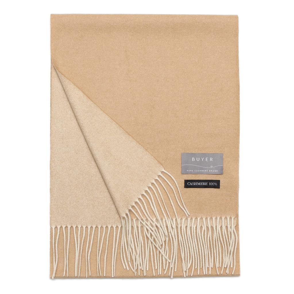Buyer Pure Cashmere Reversible Available In 6 Solid Large Beige X 100% Scarf, Colors, Men's, Color, Thick, (Honey White), BYR01-435a