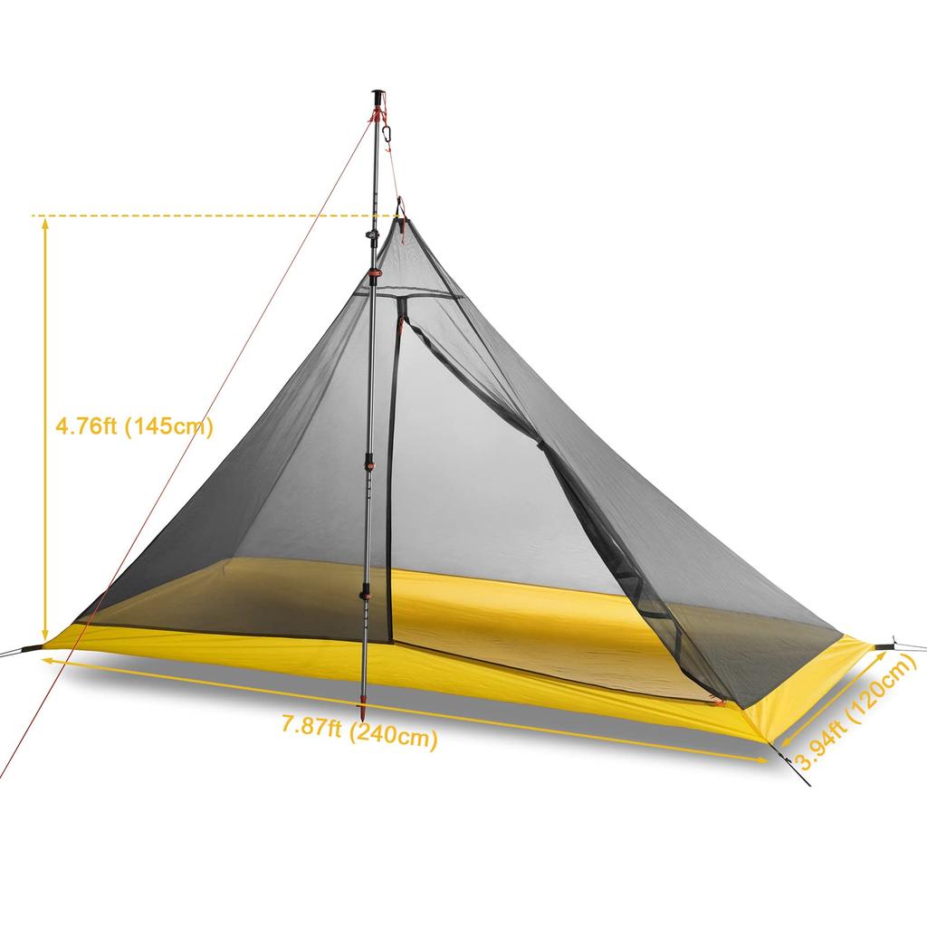 MUXSAM Inner Tent, Single Person, One-Pole Inner Tent, Mosquito Net, Ultralight, Breathable, Easy Setup, for Mountaineering, Camping, Outdoor Activiti