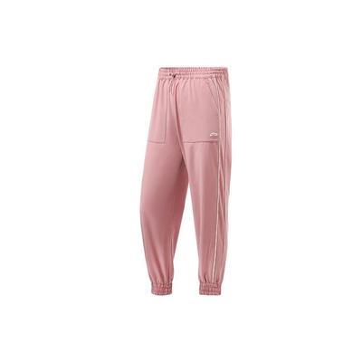 Li Ning Sports Fashion Series Solid Color Casual Long Pants Women Bottoms Pink AYKR348-3