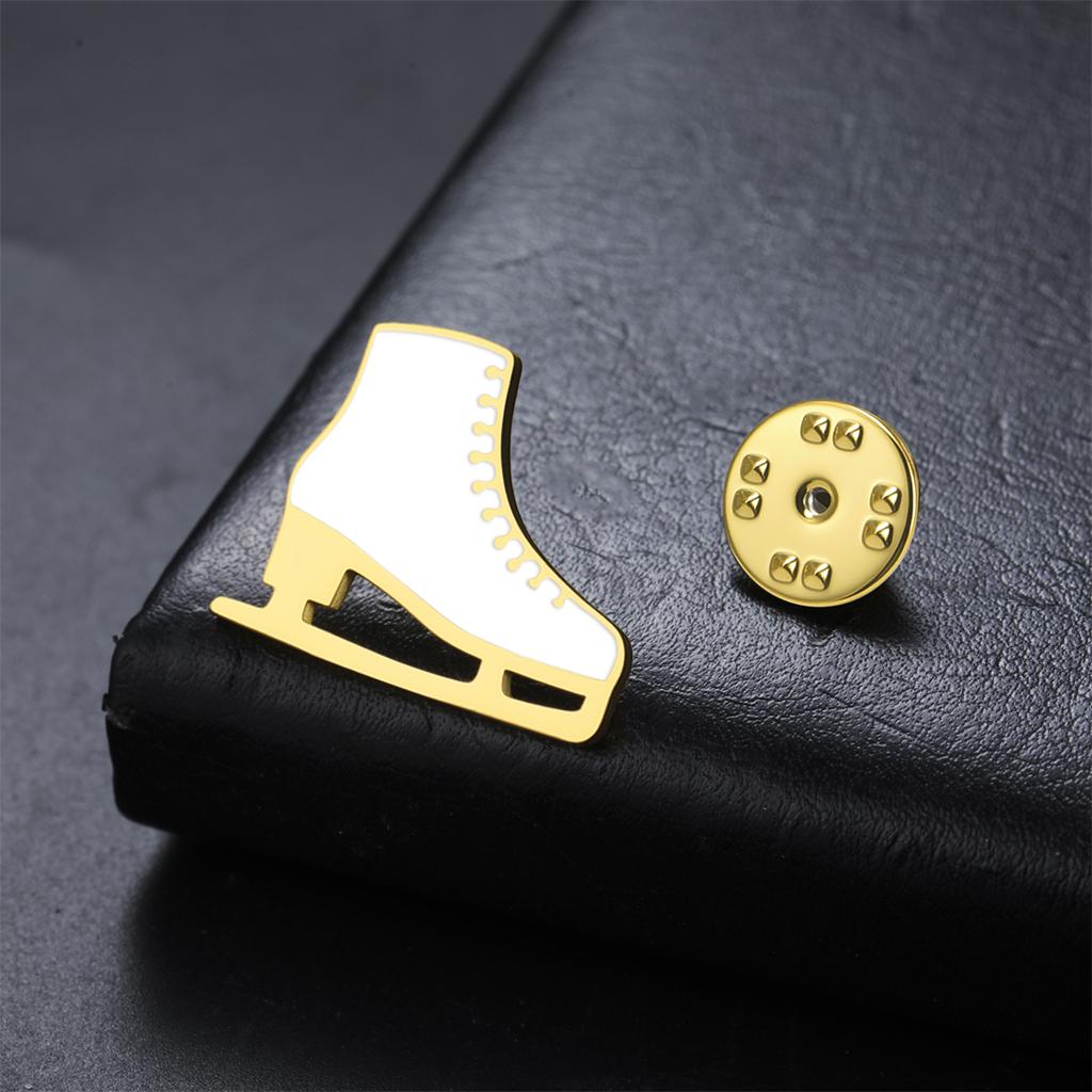  Enamel Roller Skates Brooches Stainless Steel Drop Oil Ice Shoe Lapel Pins Skating Enthusiasts Jewelry Gift Wholesale