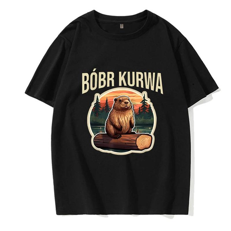 Funny Kurwa Bober Mange T Shirt 90s Cartoon Bobr Kurwa Grunge Tshirt Harajuku Y2k Tees Tops Men Fashion EU Szie T-shirt Clothes