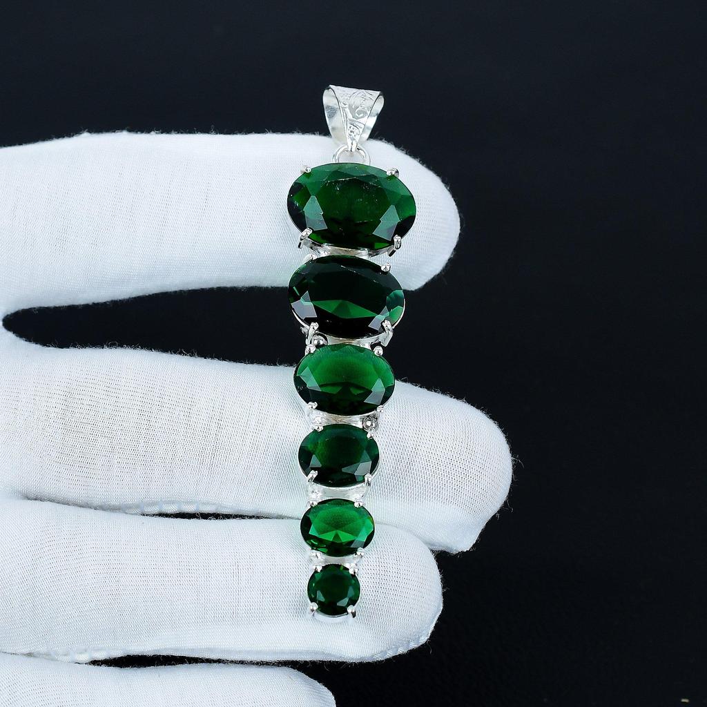 Green Tourmaline Pendant, 925 Sterling Silver Pendant, Handmade Pendant, Antique Pendant, Green Tourmaline Gemstone Pendant, Party Wear Gift