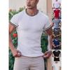Men'S Autumn Sports, Fitness, Leisure Stand Up Collar, Elastic Vertical Stripe, V-Neck Long Sleeved T-Shirt For Men