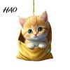 Heavy Duty Cat Decor Acrylic 2D Car Hanging Decoration Home Office Backpack Auto Decorative Pendant Rearview Mirror Cartoon Kitten Animal Ornament