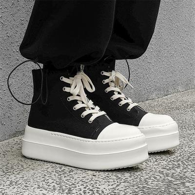 American Platform Canvas Shoes Men's Niche Sports High Street Couple Big Head Board Shoes Height Increase Derby Shoes Women 18457-J