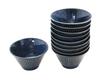 Traditional Japanese House Cafe Series: Water-repellent, Colored Glaze Striped Salad Bowls That Enhance the Ingredients and Dishes. Set of 10. (Sea Bl