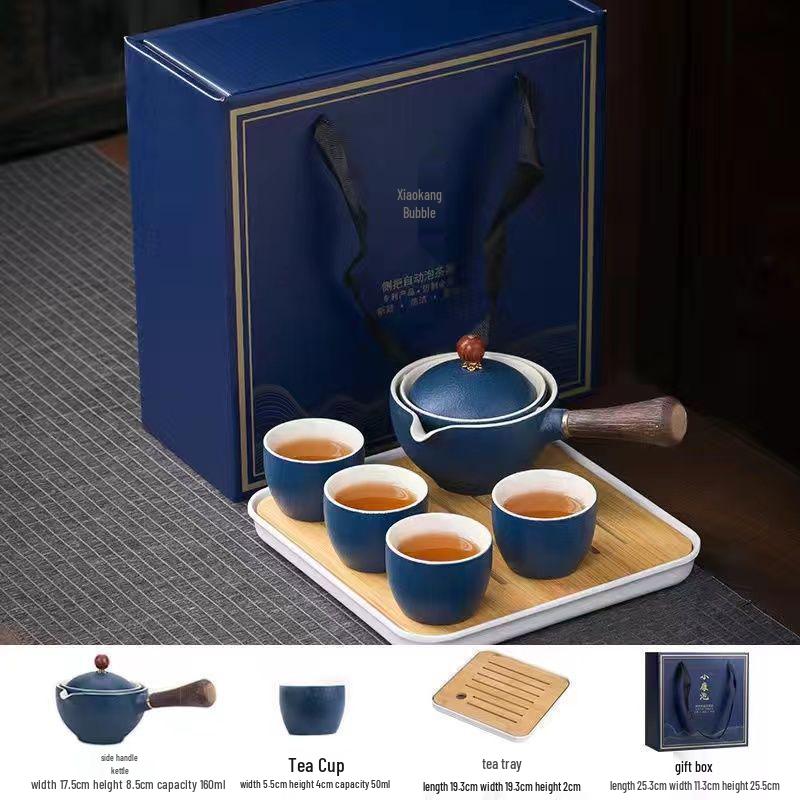 Portable Ceramic Travel Tea Set with Automatic Kung Fu Tea Maker - Business Gift