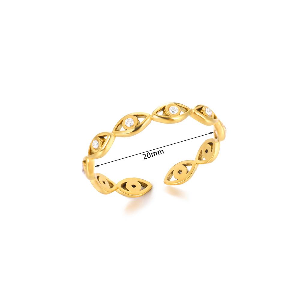

Green Zircon Evil Eye Rings For Women Stainless Steel Gold Color Geometric Open Ring New Wedding Waterproof Fashion Zircon Gift