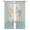 Spring Floral Watercolor Plaid Sheer Curtains For Living Room Bedroom Kids Room Tulle Window Treatment Drapes