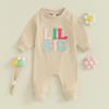 Kleinkind Baby Mädchen Niedlich Strampler 0-18M Langarm Buchstaben Stickerei Herbst Sweatshirt für Casual Täglich